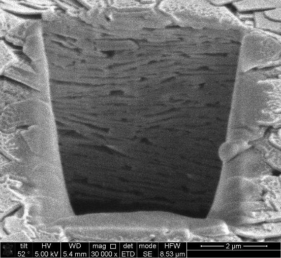 Focused ion beam cross-section of the Caporus NLP porous ceramic coating